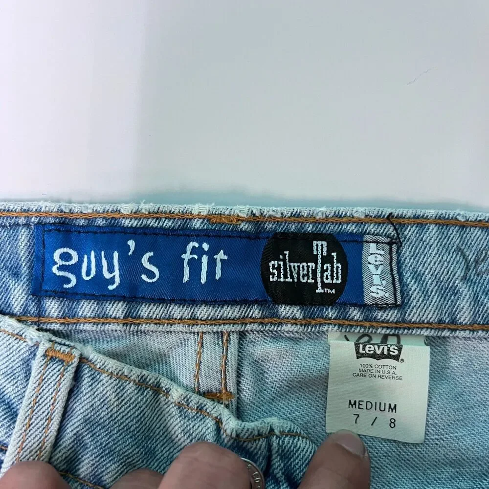 Vintage Levi's Silvertab Guys Fit Jeans Light Wash Distressed Thrashed USA 28x32